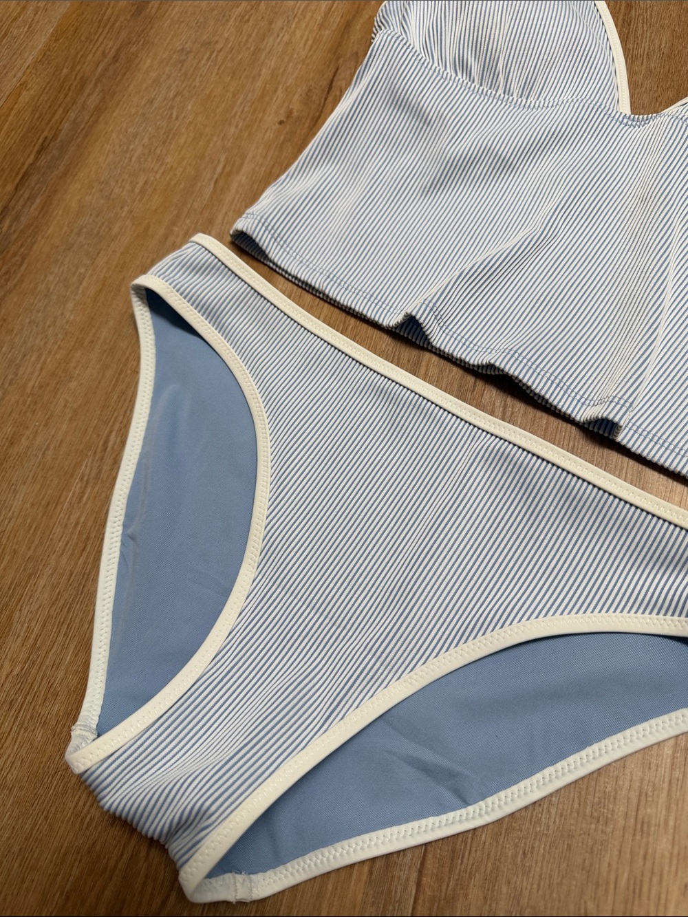 Aerie Ribbed Halter Light Blue Tankini Swim Set - Picture 3 of 8